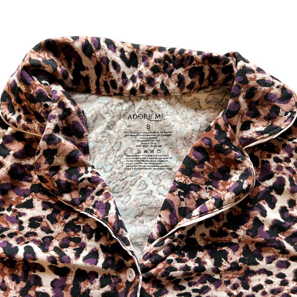 Adore Me Cheetah Print Shirt & Pants Pajama Set Womens Size S - Picture 3 of 11